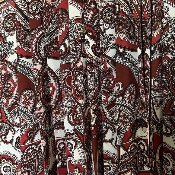 Chico’s Fall Rust/Cream Paisley Medallion Long Sleeve Blouse Size 2 - Picture 6 of 11